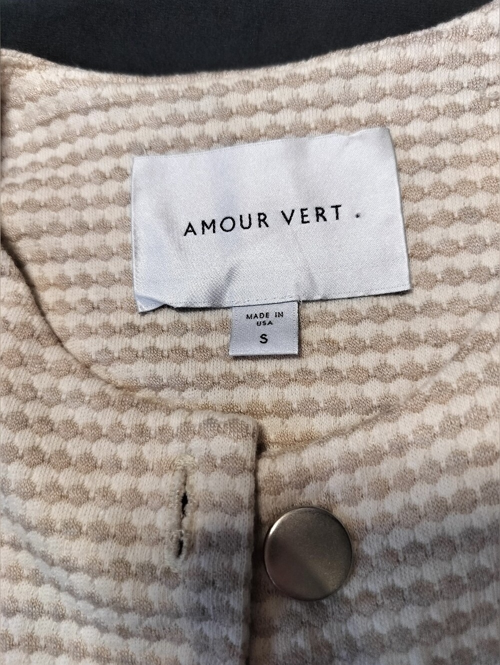 Like New Amour Vert Cream Beige Textured Snap Button Cardigan Jacket - Small - Picture 2 of 7